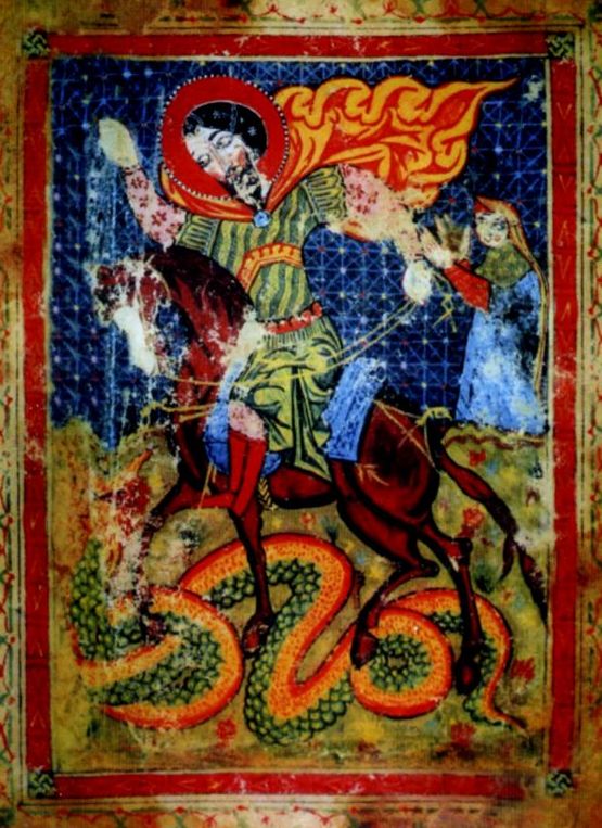 Георгий Победоносец, фреска  в Магнитском монастыре св. Георгия. Армения.